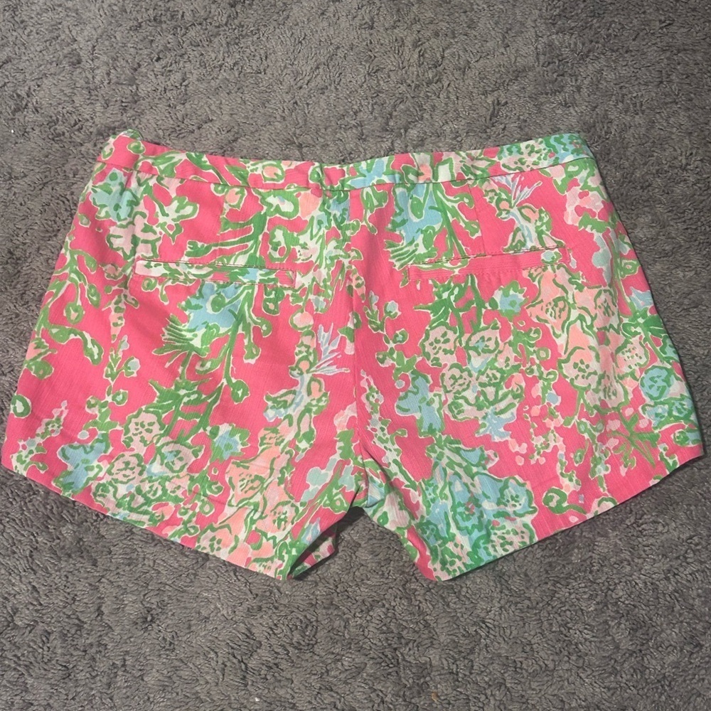 Lilly Pulitzer Pink Green Adie Side Zip Shorts 4 - Picture 2 of 6